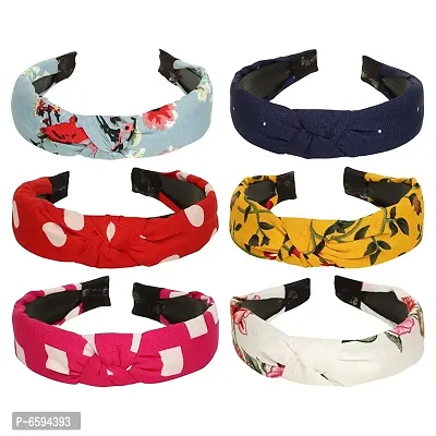 LACE IT Womens Korean Style Solid Fabric Knot Plastic Hairband for Women (Multicolor) -Set of 6