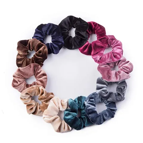 LACE IT Velvet Elastic Hair Bands for Women -12 Pieces