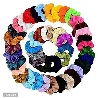 LACE IT  Multi-color Velvet hair band Scrunchies Bands Elastics Velvet Hair Bands for Women, velvet hair bands for girls latest (Multi-color) Pack of 24-thumb0