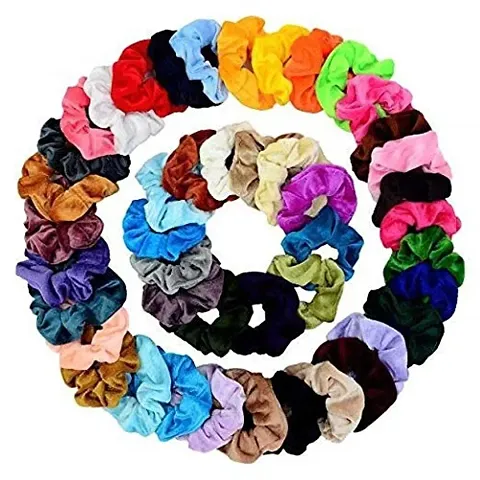 LACE IT Velvet hair band Scrunchies Bands Elastics Velvet Hair Bands for Women, velvet hair bands for girls latest (Multi-color) Pack of 24