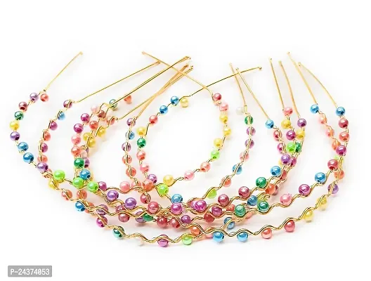 LACE IT Pearl Beads Hairband Studded Hair and Girls/Women (Pack of 6) Hair Band  (Multicolor)-thumb3