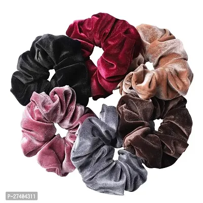 Hair Scrunchies Velvet Elastic  (6 PCS ) Multicolor-thumb0
