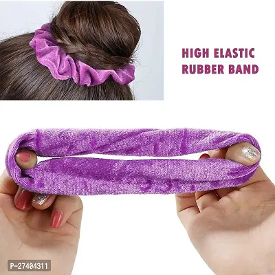 Hair Scrunchies Velvet Elastic  (6 PCS ) Multicolor-thumb3