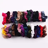 velvet scrunchie rubber band Pack of 6 (Multicolor) for women and girls-thumb1