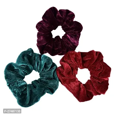 velvet scrunchie rubber band Pack of 6 (Multicolor) for women and girls-thumb3