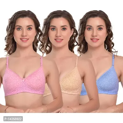 Stylish Multicoloured Cotton Solid Bras For Women Pack of 3