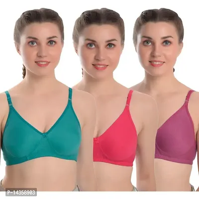 Stylish Multicoloured Cotton Solid Bras For Women Pack of 3-thumb0