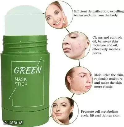 Green Tea Cleansing Mask Stick for Face | For Blackheads Whiteheads Oil Control & Anti-Acne | Green Mask Stick for Men and Women-thumb5