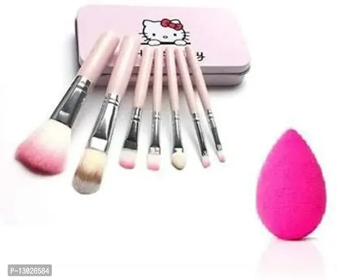 ClubComfort Kitty Makeup Brush with Pink Makeup Blender (8pcs)-thumb0