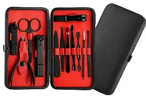 Manicure Set Nail Clippers, Stainless Steel Nail Scissors Grooming Kit with Peeling Knife, Nail Cleaning Knife, Acne needle, Blackhead Tool Leather Travel Case, Perfect Gifts for Women and Men 12Pcs-thumb1