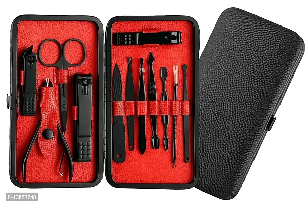 Manicure Set Nail Clippers, Stainless Steel Nail Scissors Grooming Kit with Peeling Knife, Nail Cleaning Knife, Acne needle, Blackhead Tool Leather Travel Case, Perfect Gifts for Women and Men 12Pcs-thumb2