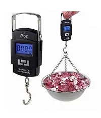 Lenon Portable Digital 50 Kg Weighing Scale with Metal Hook Electronic Portable Fishing Hook Type Digital LED Screen Luggage Weighing Scale, 50 kg (Black)-thumb1