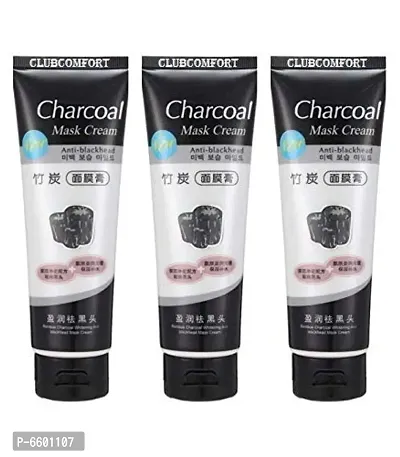 Anti Blackhead Charcoal Face Mask Cream (130 Gm Each Tube) Pack Of 3-thumb0