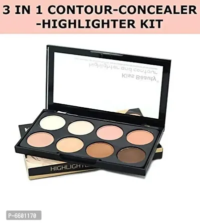 Highlighter And Contour 8 Shades Concealer Palette And 3D Contour Stick Pack Of 2-thumb3