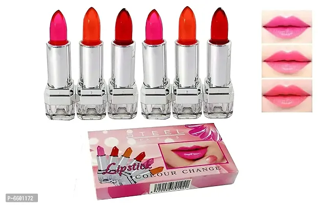 Shimmery Gel Lipstick 6 Pieces (2 Red, 2 Pink, 2 Orange)