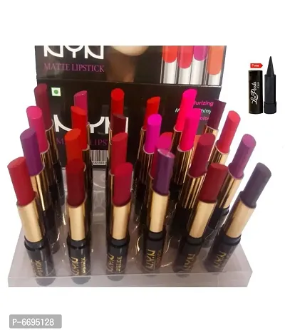 Trendy Moisturzing Matte and Shiny Rich Lipstick Pack24 Free Kajal Multicolour 3.8X24 Gm