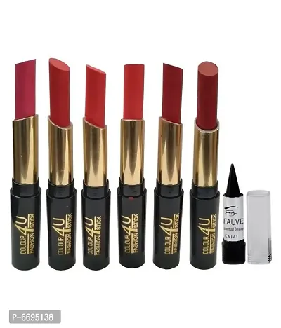 Trendy Colour 4 U Matte Lipstick Multicolor With Free Kajal Each 1.5 Gm Pack Of 7-thumb0