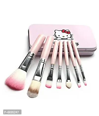 Trendy Hello Kitty Makeup Brush Set Of 7 Foundation Brush,Face Contour Brush,Blusher Brush 7 Gm-thumb0