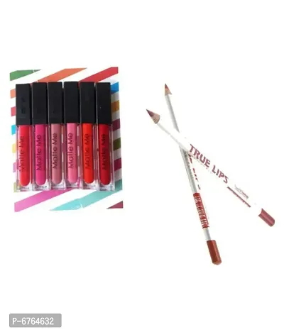 Ads Matte Me Ultra Smooth Liquid Lipstick Set Of 6 Free 2 Lip Pencil 6 Ml