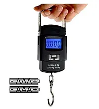 Portable Digital Luggage Weight Scale 50 Kg Weighing Scale with Big Size Metal Hook (Black) (Digital Hanging Scale 50 KG)-thumb3