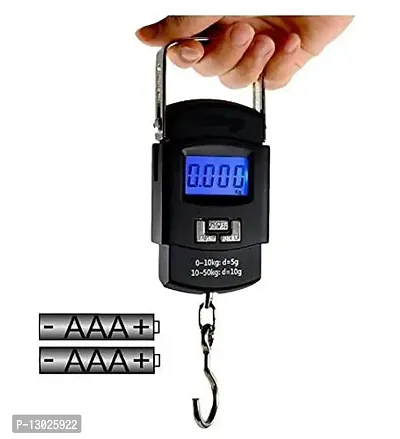 Portable Digital Luggage Weight Scale 50 Kg Weighing Scale with Big Size Metal Hook (Black) (Digital Hanging Scale 50 KG)-thumb4