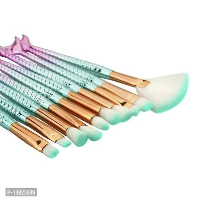 ClubComfort Beauty 10 Pcs Professional Eye Makeup Brushes Mermaid Eye Brush Set For Shading Or Blending Of Eye shadow Cream Powder Eyebrow Highlighter Concealer Cosmetics Brush Tool With Sponge Puff-thumb2