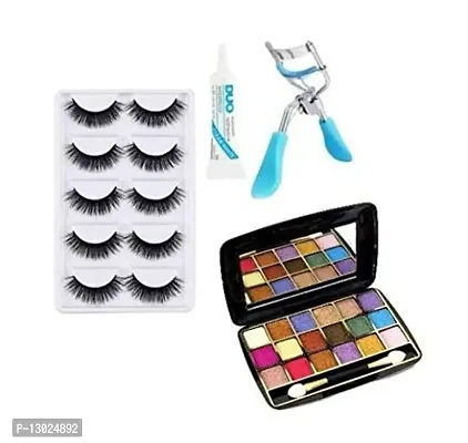 ClubComfort� 5 Pair False Eyelash, 1 Eyelash Curler, 1 Eyelash Glue & 1 Small Eye Shadow pack of 8-thumb0