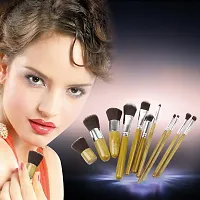 Generic 11 Pcs Portable Makeup Powder Brushes Set Blush Cosmetic Bamboo Bag-thumb2