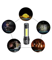 LED Torch Flashlight with COB Light Mini Waterproof Portable LED XPE COB Flashlight USB Rechargeable 3 Modes Light Flashlight with Hanging Rope Small Size Black Colored-thumb4