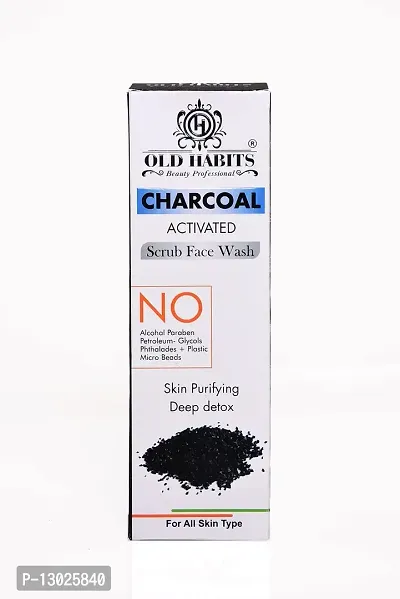 OLD HABITS Charcoal Actvated Scrub Facewash | All Skin Types Natural Energizing / Cleansing Face Wash for Men & Women | 100 ml-thumb5