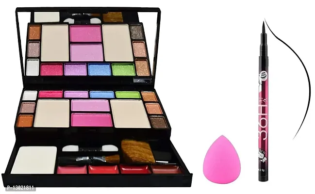 ClubComfort? Fashion Makeup Kit - 10 Eye Shadows Palette 4 Lip Colour 2 Compact Powders 2 Blushers with 36 hrs Eyeliner and Beauty Blunder-thumb0