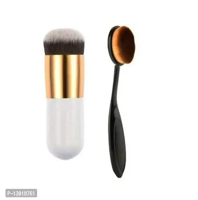 White and Oval Black Professional Foundation Brush - Pack of 2