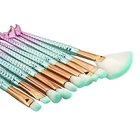 ClubComfort Beauty 10 Pcs Professional Eye Makeup Brushes Mermaid Eye Brush Set For Shading Or Blending Of Eye shadow Cream Powder Eyebrow Highlighter Concealer Cosmetics Brush Tool With Sponge Puff-thumb2