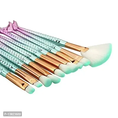 ClubComfort Beauty 10 Pcs Professional Eye Makeup Brushes Mermaid Eye Brush Set For Shading Or Blending Of Eye shadow Cream Powder Eyebrow Highlighter Concealer Cosmetics Brush Tool With Sponge Puff-thumb3