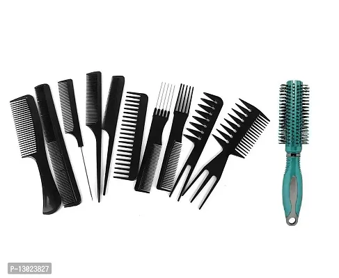 ClubComfort Set of 10 Pcs Salon Hair Styling Hairdressing hairdresser Barber Combs Professional Comb Kit  Fashionable Salon Curly Hair Brush Plastic Durable Nylon Bristles Brush for Women