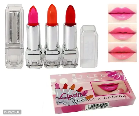 Steel Paris Colour Change Shimmery Gel Lipstick 6 Pieces (2 Red, 2 Pink, 2 Orange)-thumb0