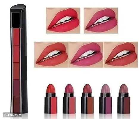 Petal Pink 5 in 1 Waterproof Matte Lipstick Set Makeup Cosmetic Moisturize Long Lasting Colorful Lipstick, 7.5 g-thumb0