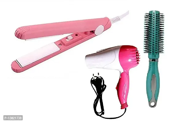 ClubComfort ? Hair Dryer with Fold able Handle and Mini Hair Straightener Travel Friendly With Professional Hair Salon Round Comb-thumb0