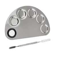 Stainless Steel Makeup Mixer Nail Art Polish Mixing Plate Foundation Eyeshadow Eye Shadow Mixer Palette with Spatula Rod 2 Pcs-thumb4