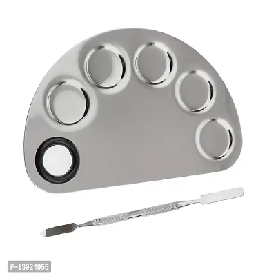 Stainless Steel Makeup Mixer Nail Art Polish Mixing Plate Foundation Eyeshadow Eye Shadow Mixer Palette with Spatula Rod 2 Pcs-thumb5