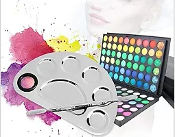 Stainless Steel Cosmetic 5 Dip Makeup Mixing Plate with Spatula Tool for Women (Silver)-thumb2