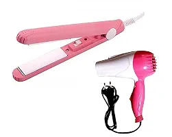 ClubComfort ? Hair Dryer with Fold able Handle and Mini Hair Straightener Travel Friendly With Professional Hair Salon Round Comb-thumb1