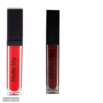 ClubComfort� Matte Me Ultra Smooth Liquid Lipstick, 6 ml (Red+Maroon) -Set of 2-thumb0