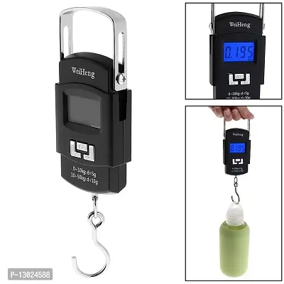 Lenon Portable Digital 50 Kg Weighing Scale with Metal Hook Electronic Portable Fishing Hook Type Digital LED Screen Luggage Weighing Scale, 50 kg (Black)-thumb5