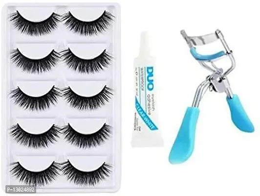 ClubComfort� 5 Pair False Eyelash, 1 Eyelash Curler, 1 Eyelash Glue & 1 Small Eye Shadow pack of 8-thumb2