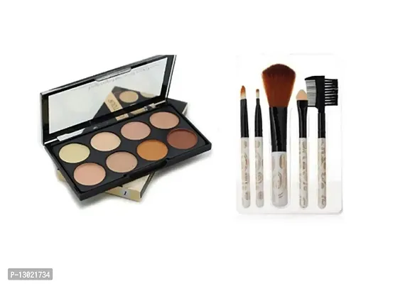 Lenon Beauty Highlighter and Contour 8 Shades Concealer Palette with Professional Makeup Brushes Set-5PC-thumb0