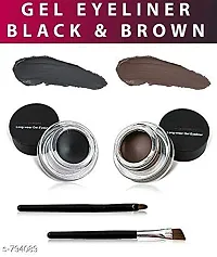 ClubComfort? Long Wear Gel Eyeliner (Black And Brown) With 2 Expert Eyeliner Brushes And Double Tone Mini Eye shadow Palette-thumb2