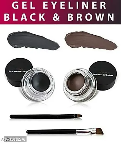 ClubComfort? Long Wear Gel Eyeliner (Black And Brown) With 2 Expert Eyeliner Brushes And Double Tone Mini Eye shadow Palette-thumb3