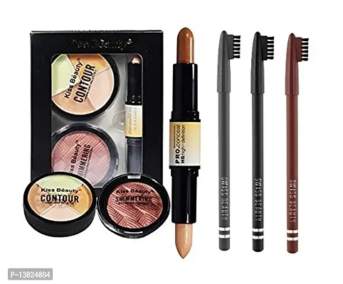 ClubComfort� Beauty Face 3in1 Contour Kit 23001 Concealer 34 GM With Black Brown & Grey Eyebrow Pencil 3