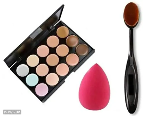 ClubComfort? 15 color Contour with Beauty Blender Sponge Puff and Oval Foundation Brush